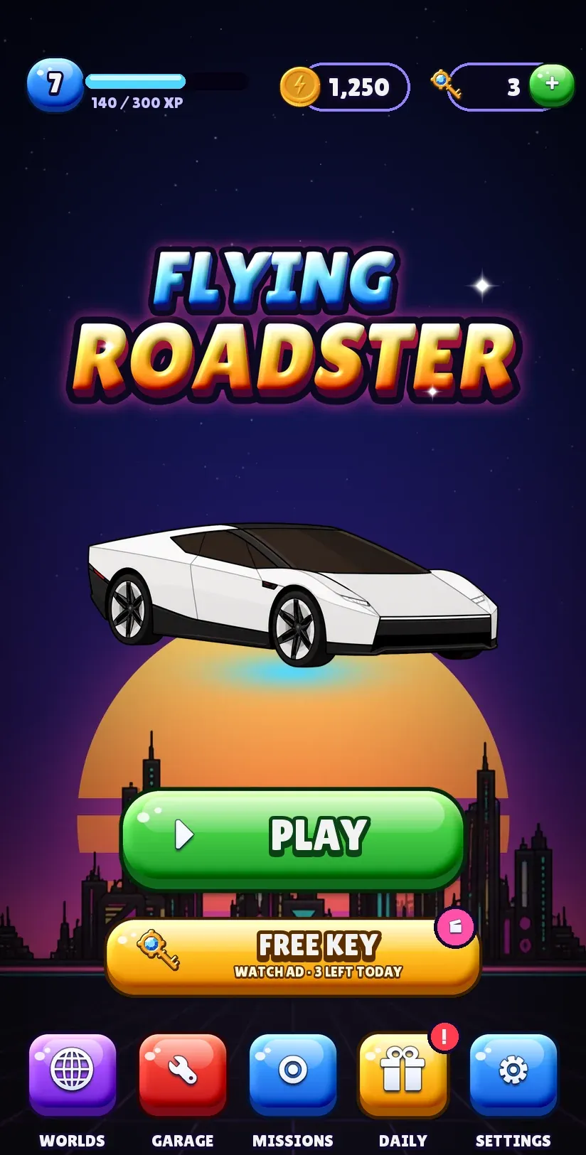 Flying Roadster home screen