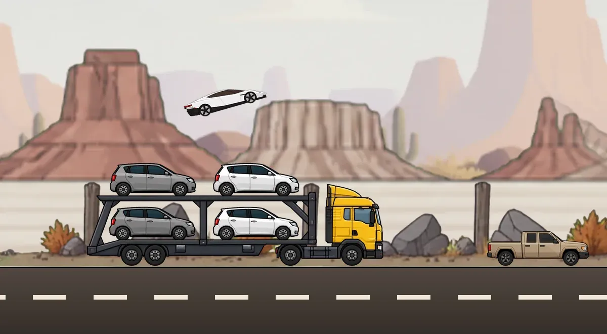 The Salt Flats world, with traffic on the road